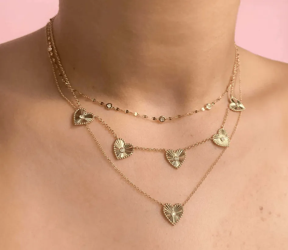 0.02CT Diamond Bezel Heart Necklace