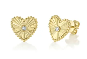 0.04CT Diamond Bezel Heart Stud Earring