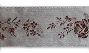 1 1/2" Burgundy Bouquets Woven Ribbon