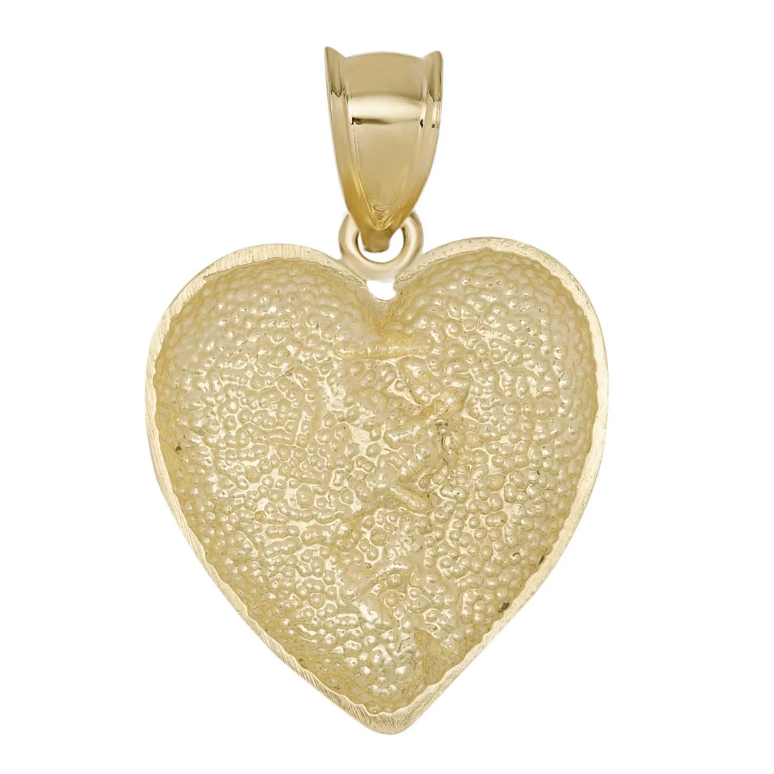 1 1/4" Stitched Heart Pendant Solid 10K Yellow Gold