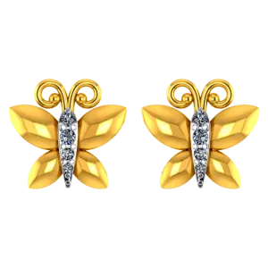 14k Elegant Butterfly Shaped Earrings With Stone Detailing