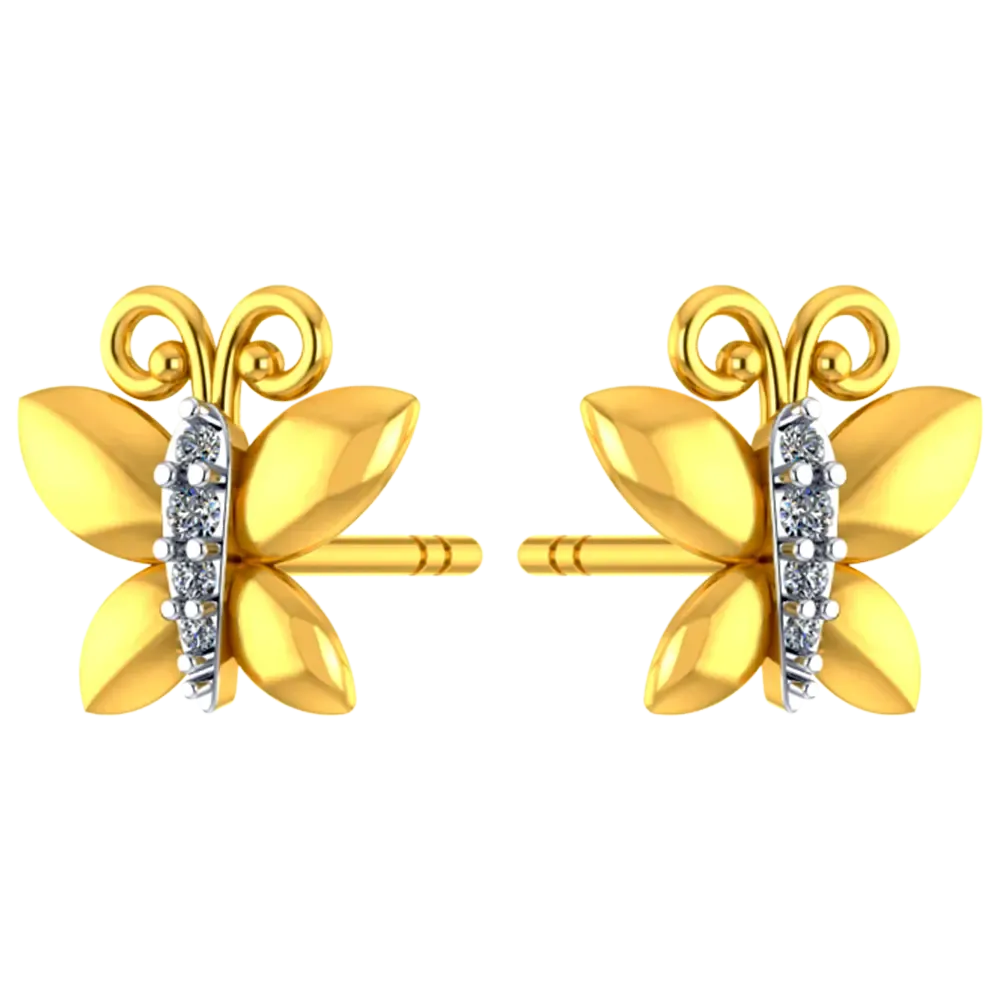 14k Elegant Butterfly Shaped Earrings With Stone Detailing