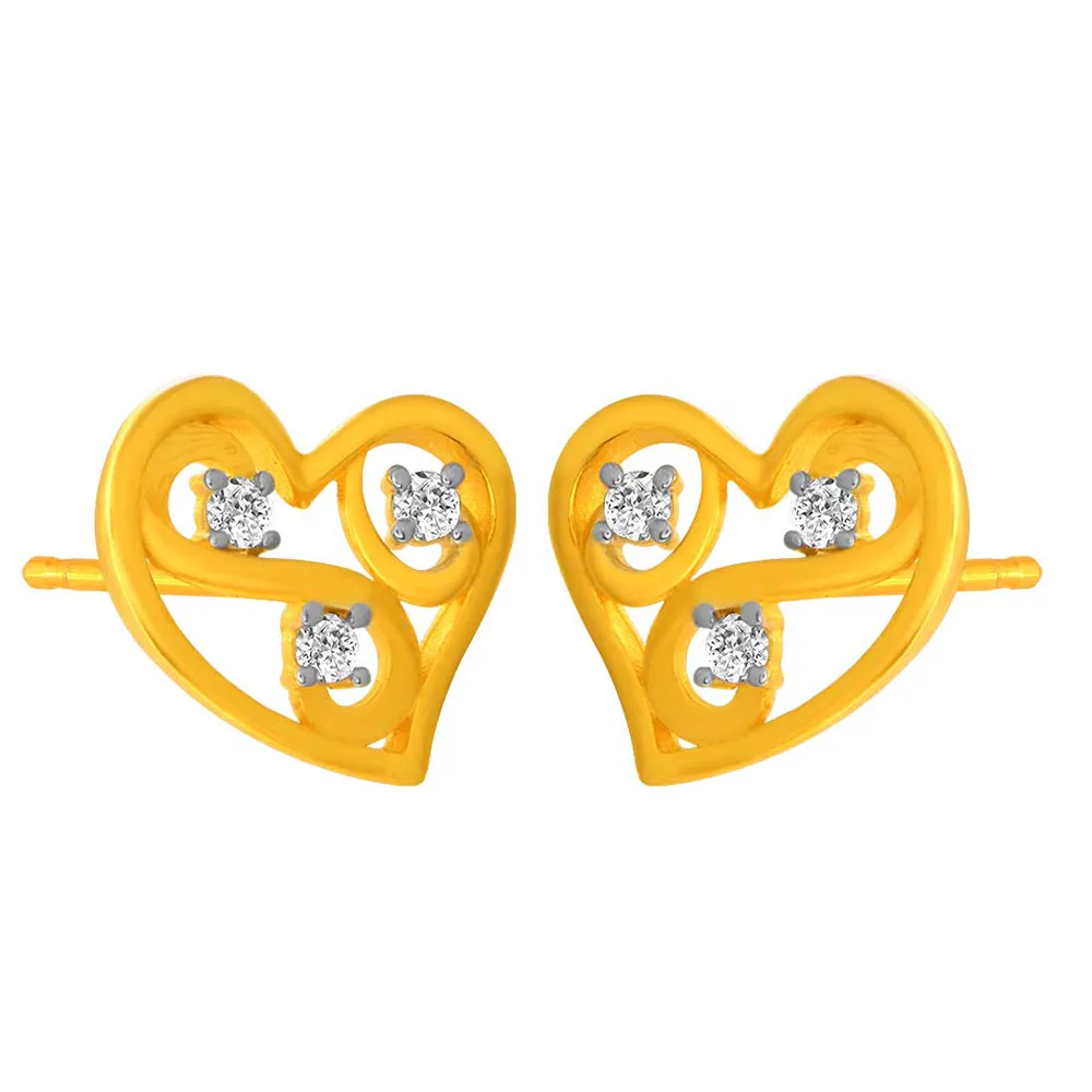 14k Heart Shaped Kalka  Gold Earrings