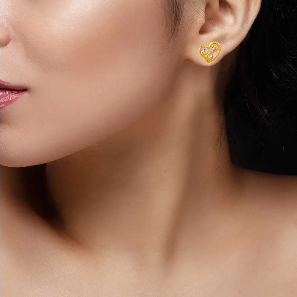 14k Heart Shaped Kalka  Gold Earrings