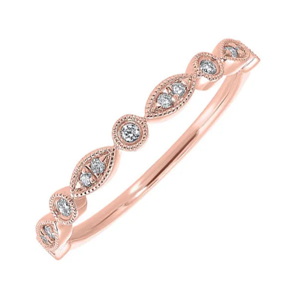 14KT Pink Gold & Diamond Classic Book Stackable Fashion Ring   - 1/10 ctw