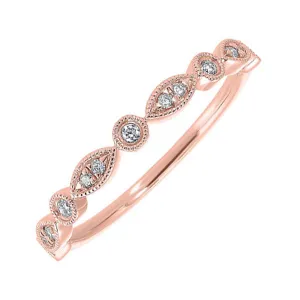 14KT Pink Gold & Diamond Classic Book Stackable Fashion Ring   - 1/10 ctw