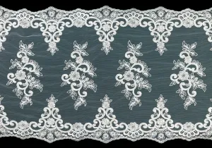 16" Ivory Alençon Galloon Lace with Silver Accents