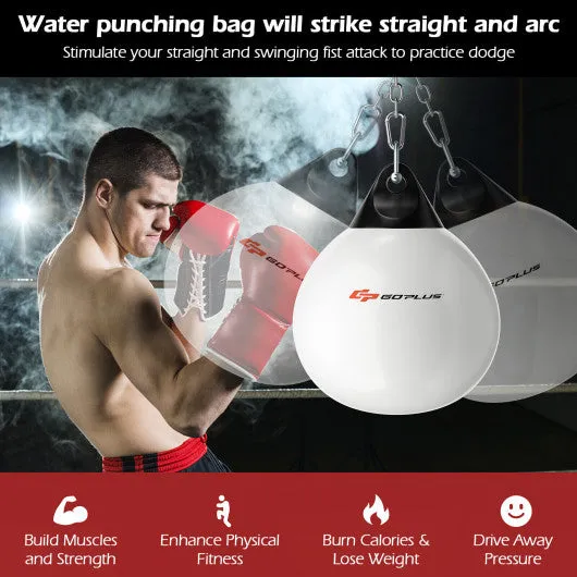 18 Inch 110 Pound Heavy Punching Water Aqua Bag with Adjustable Metal Chain-White