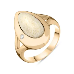 18ct Rose Gold Diamond Coquina Free Form Pear Shape Ring