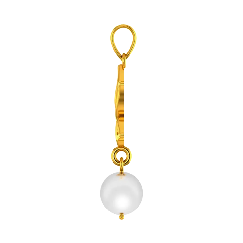 18k Lotus Shaped Gold Pendant With Pearl Detailing