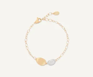 18K Yellow Gold Bracelet with Mini-Pavé Station