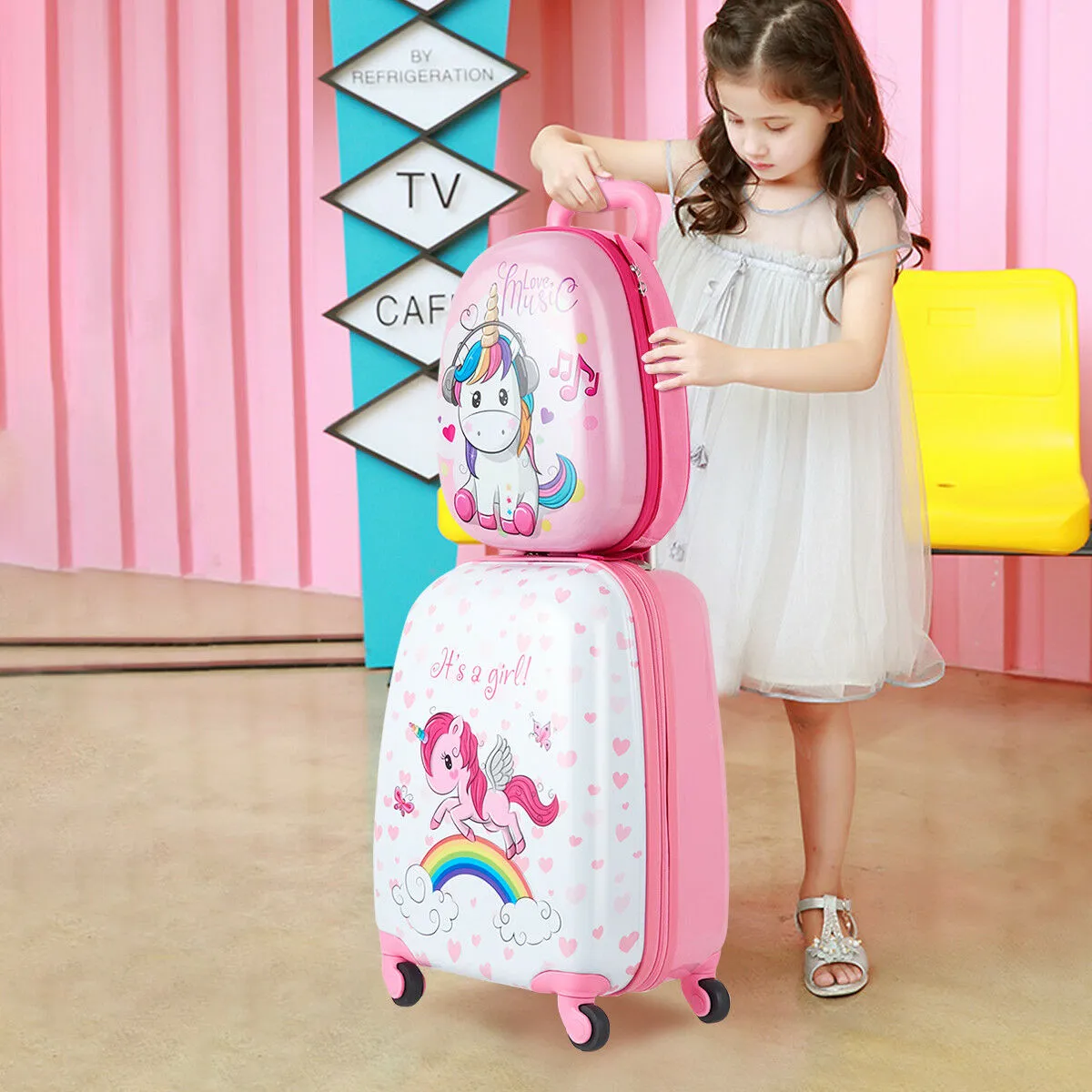 2PC Kids 12'' Backpack & 16'' Rolling Suitcase Set