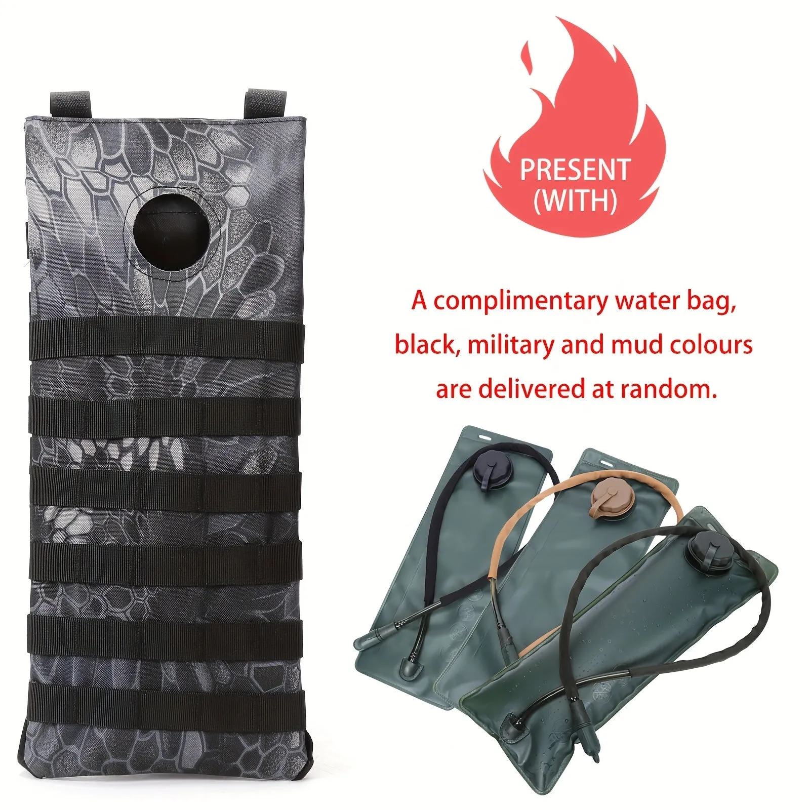 3L Cycling Water Bag, Outdoor Hydration Bladder For Outdoor Camping Hiking - TJR5A6F