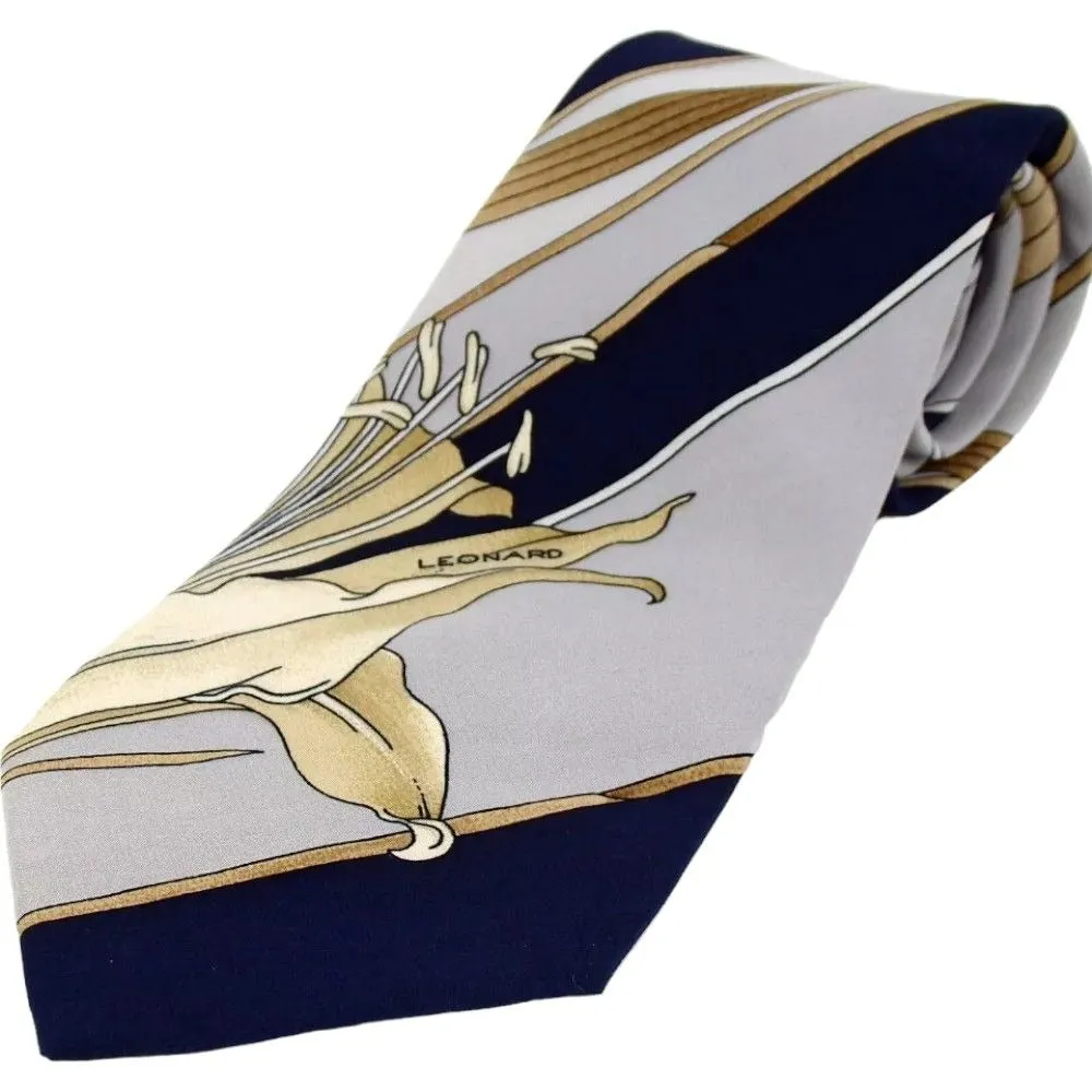 637137AG (S1) Leonard Tie Navy Blue Silk