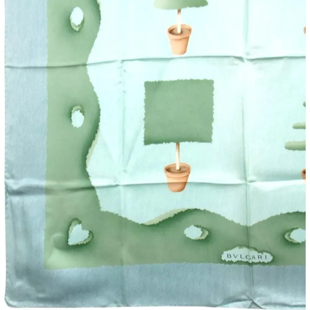 703170AS (S2) Bvlgari Scarf Green Silk