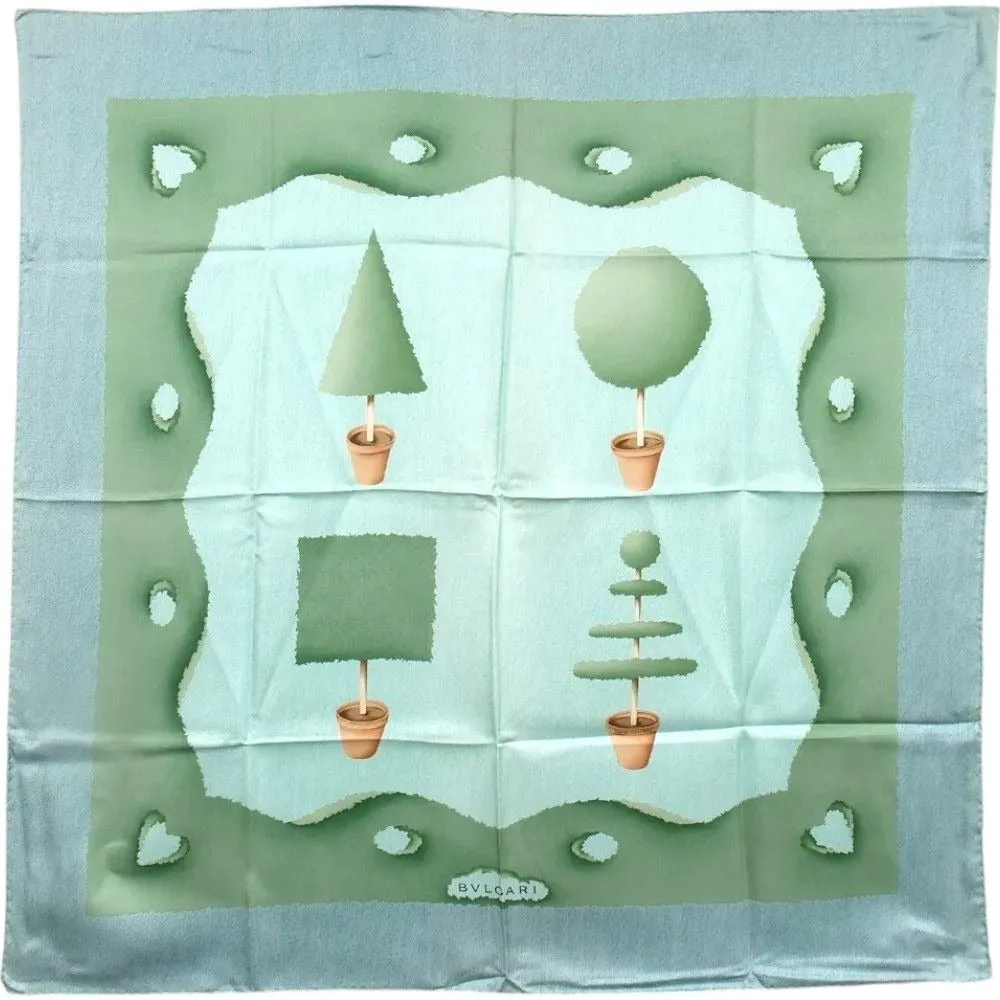 703170AS (S2) Bvlgari Scarf Green Silk