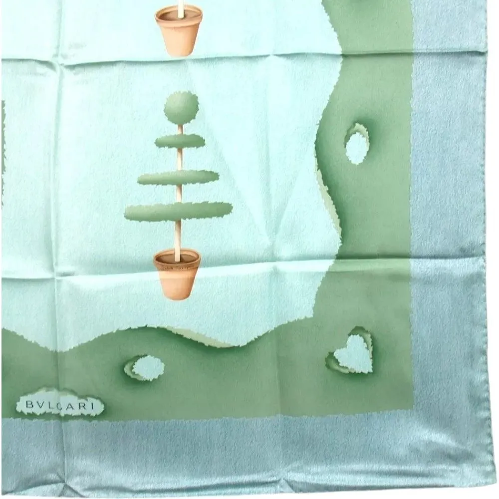 703170AS (S2) Bvlgari Scarf Green Silk
