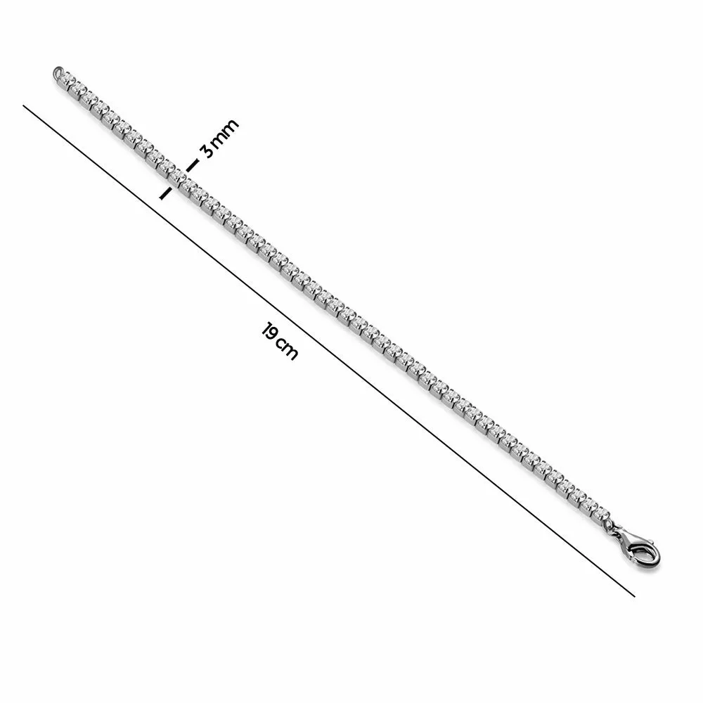 925 Sterling Silver Cubic Zirconia Tennis Bracelet, 7.5"