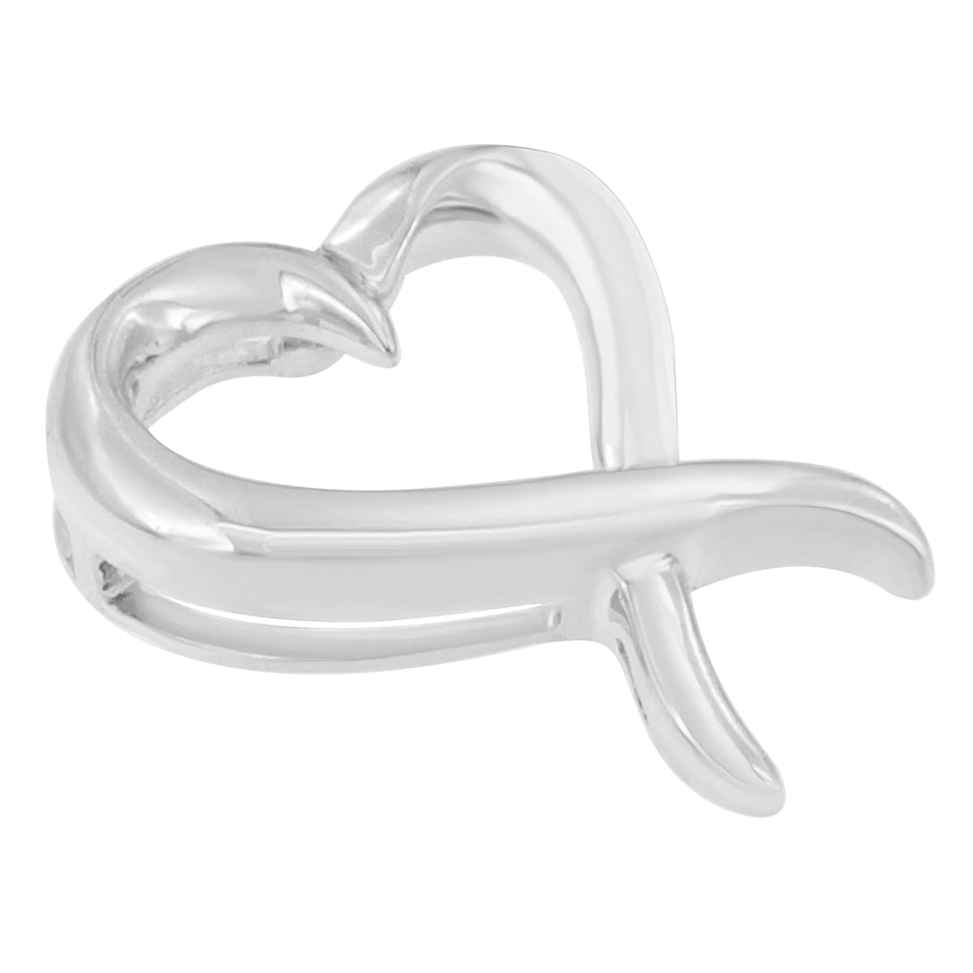 .925 Sterling Silver Open Heart-Shaped Awareness Ribbon Pendant Necklace
