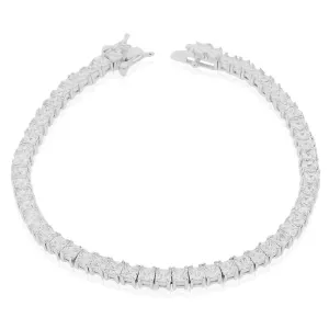 925 Sterling Silver Princess Cut CZ Stones Tennis Bracelet