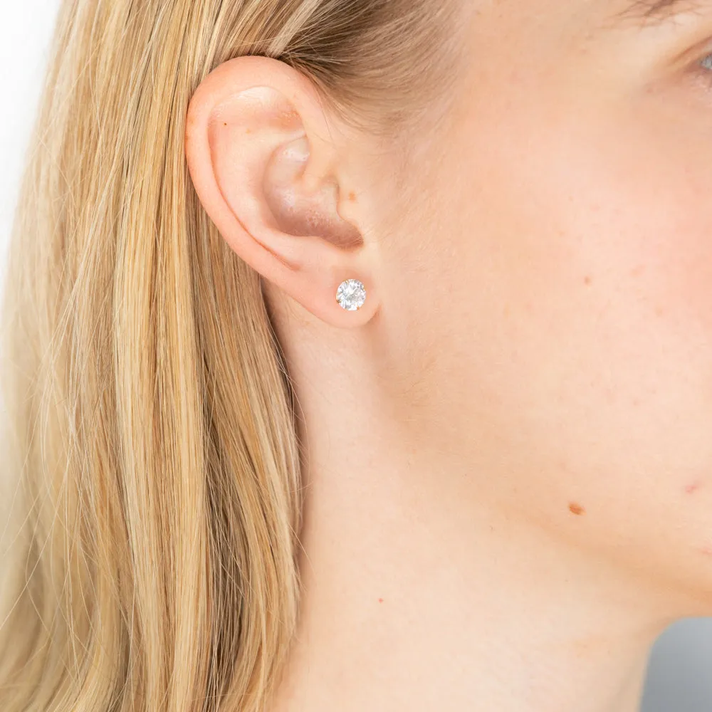 9ct Yellow Gold 6mm Brilliant Zirconia Studs