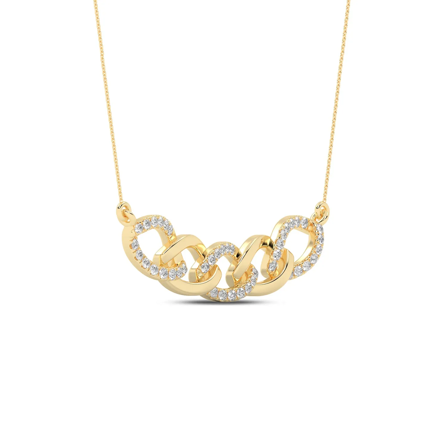 Alternating Diamond Cascade Link Necklace yellow gold replica
