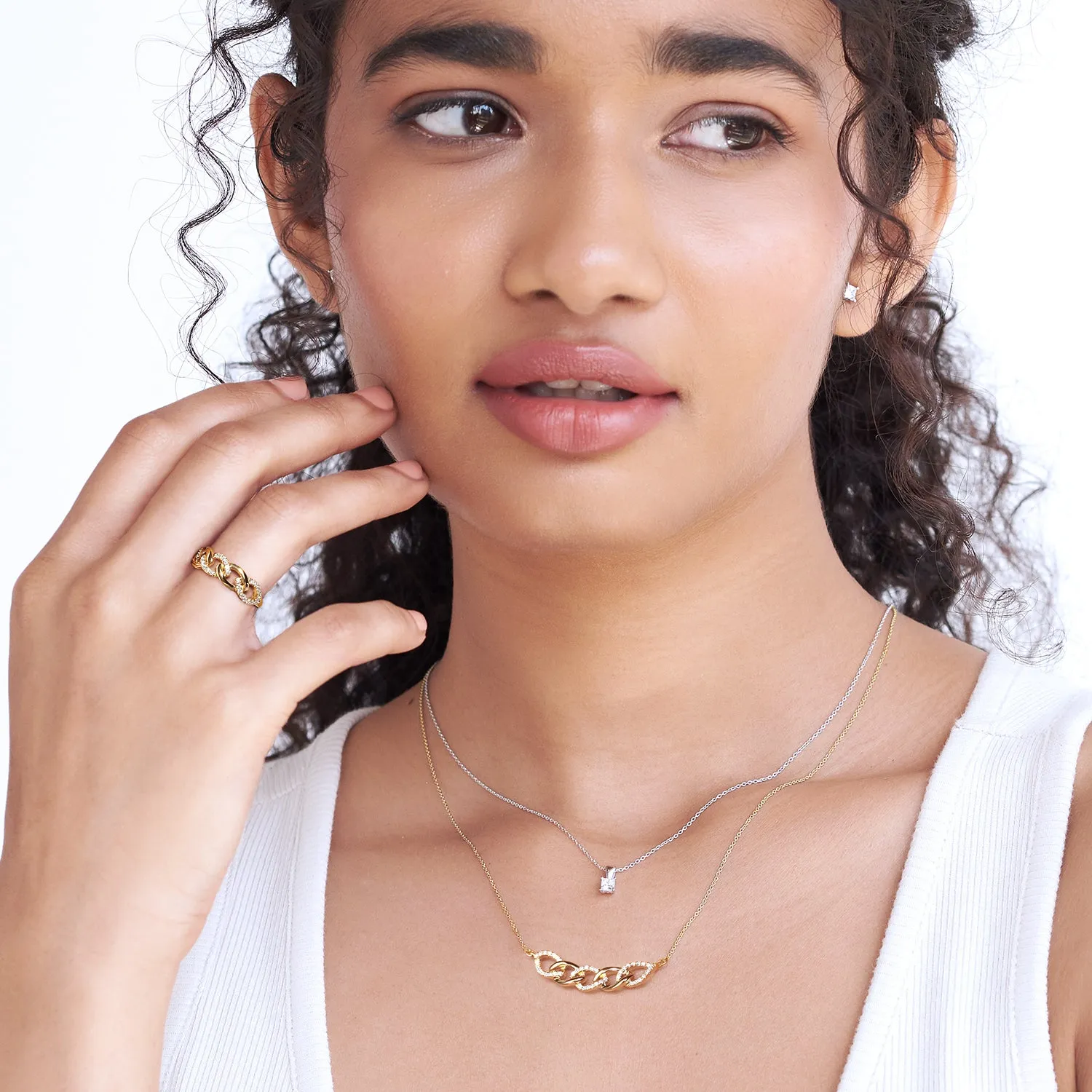 Alternating Diamond Cascade Link Necklace yellow gold replica