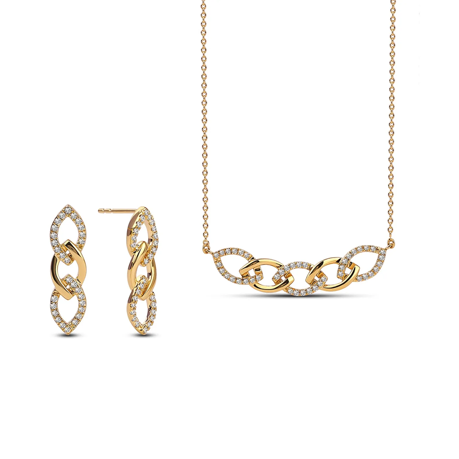 Alternating Diamond Cascade Link Necklace yellow gold replica