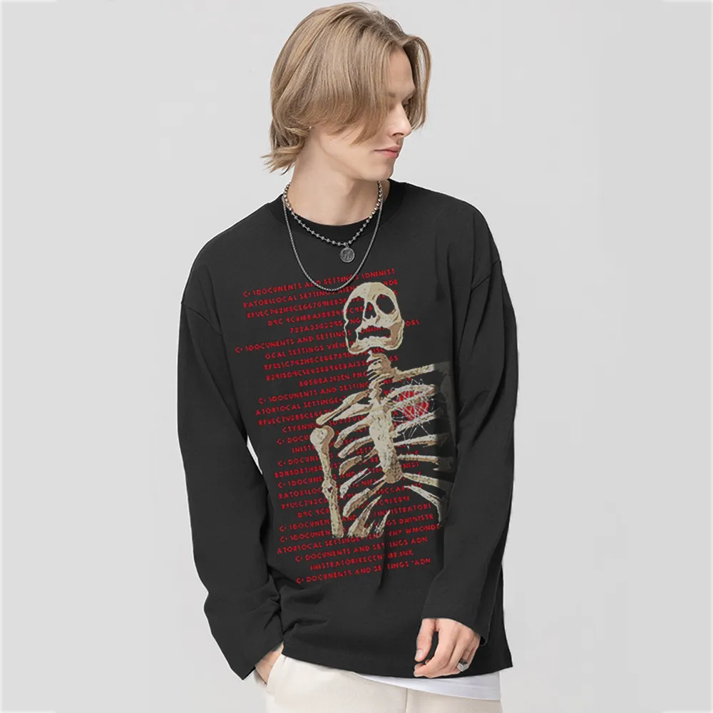 American Bold Skull Graphic Long Sleeve Shirt