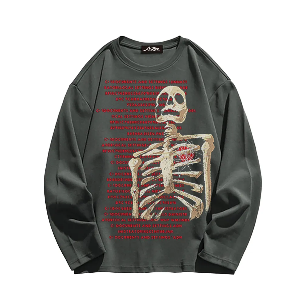American Bold Skull Graphic Long Sleeve Shirt