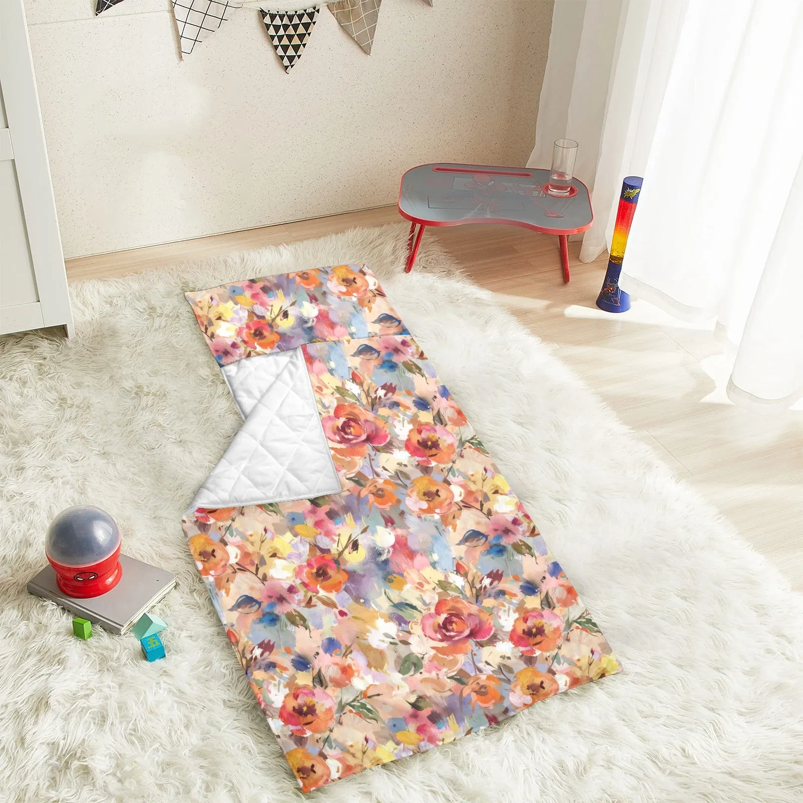 Autumn Floral Kids' Long Sleeping Bag | Lightweight and Durable Sleeping Bag for Kids | Perfect Autumn Gifts