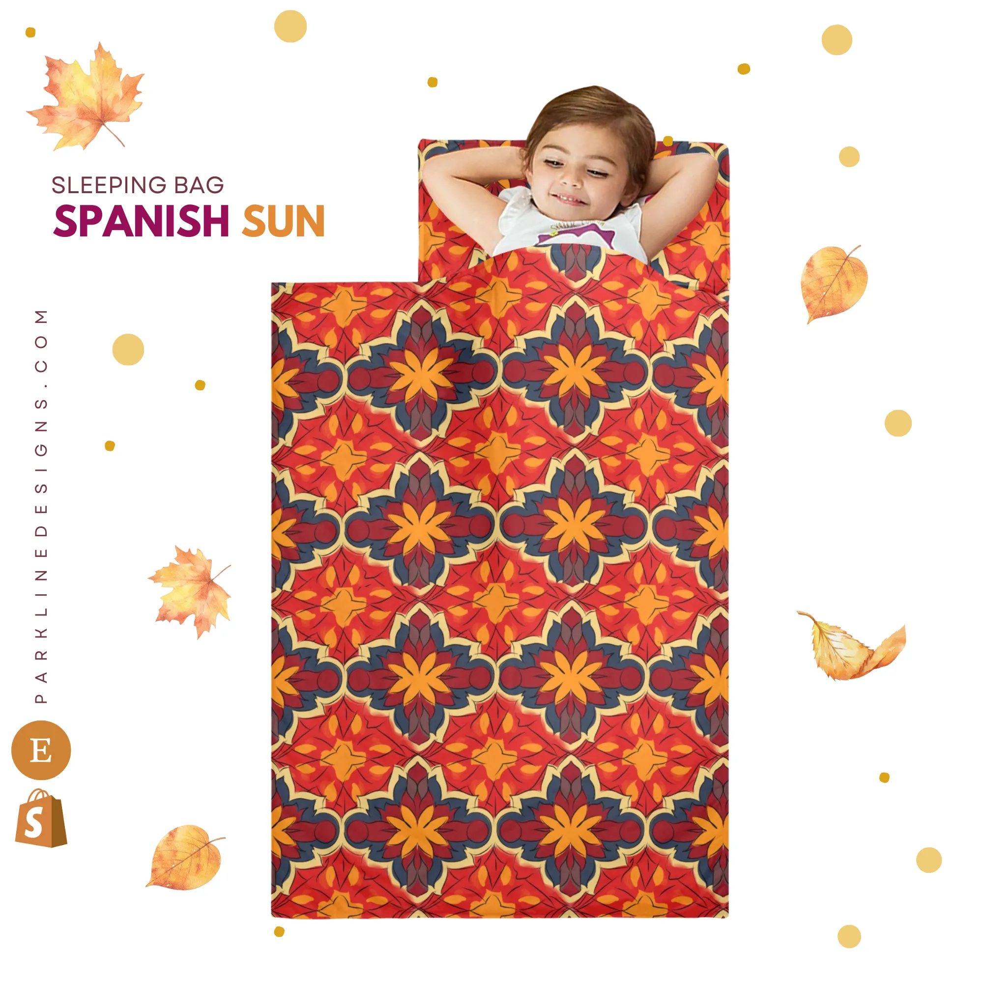 Autumn Floral Kids' Long Sleeping Bag | Lightweight and Durable Sleeping Bag for Kids | Perfect Autumn Gifts
