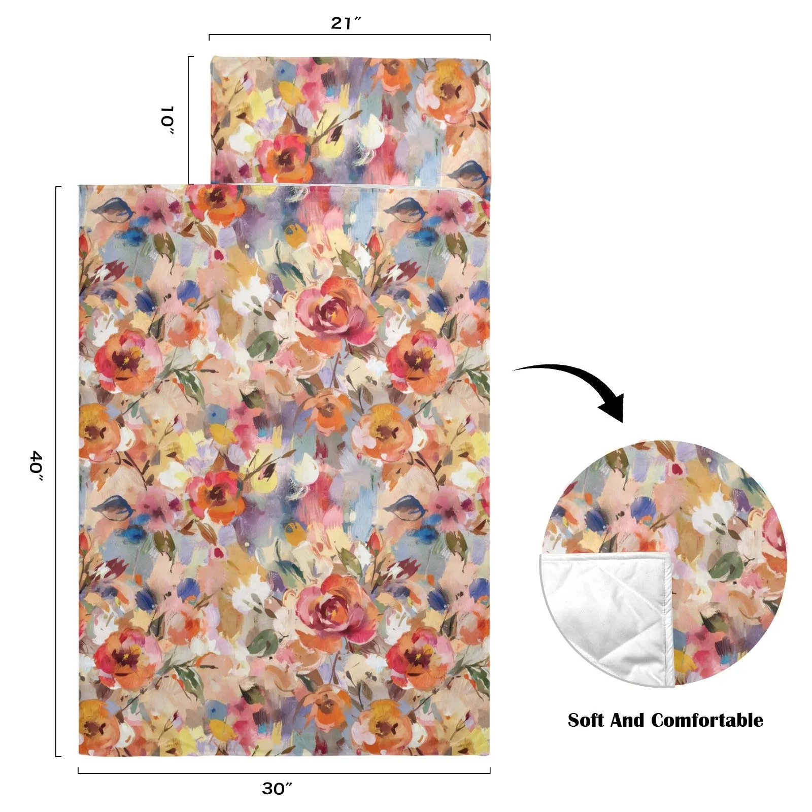 Autumn Floral Kids' Long Sleeping Bag | Lightweight and Durable Sleeping Bag for Kids | Perfect Autumn Gifts