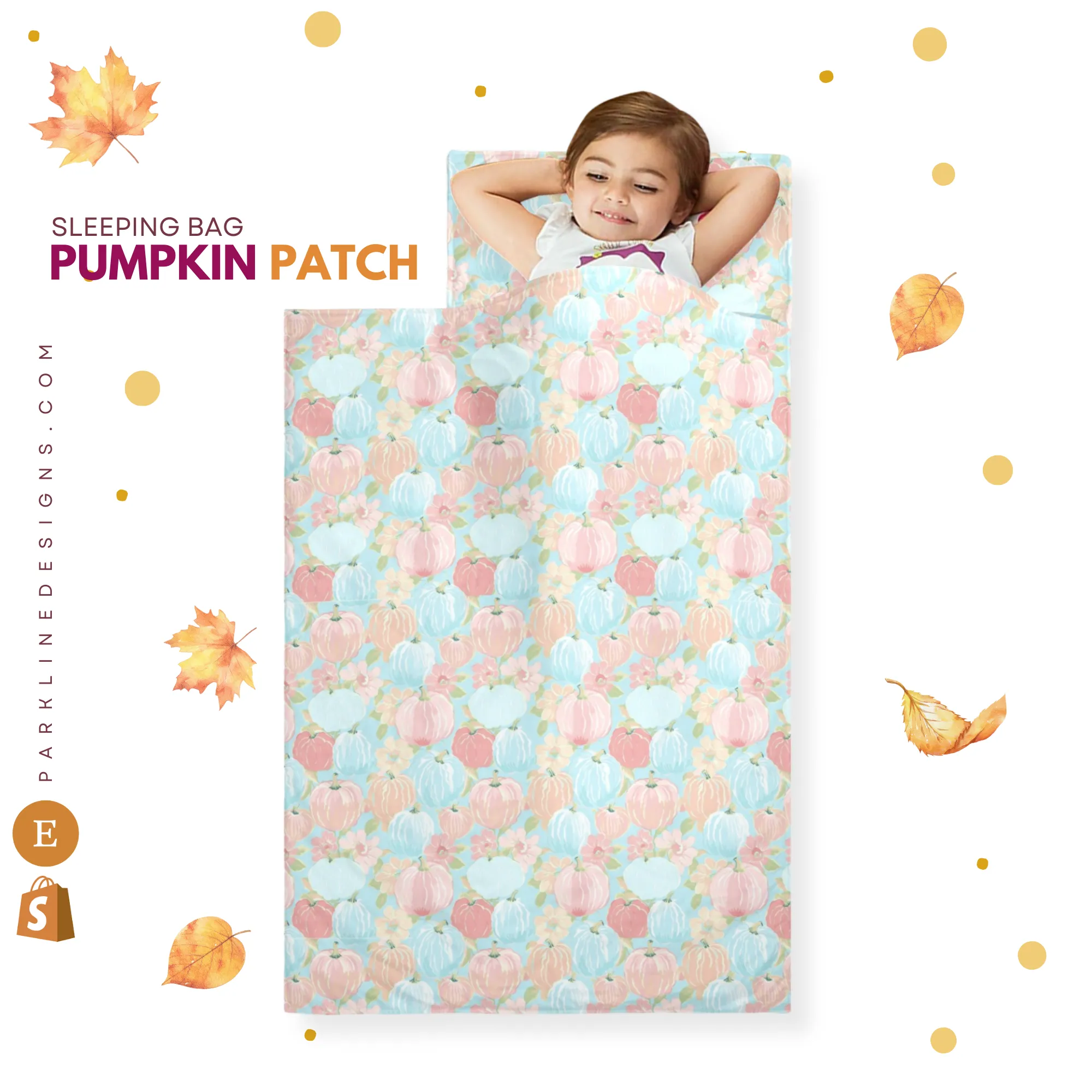 Autumn Floral Kids' Long Sleeping Bag | Lightweight and Durable Sleeping Bag for Kids | Perfect Autumn Gifts