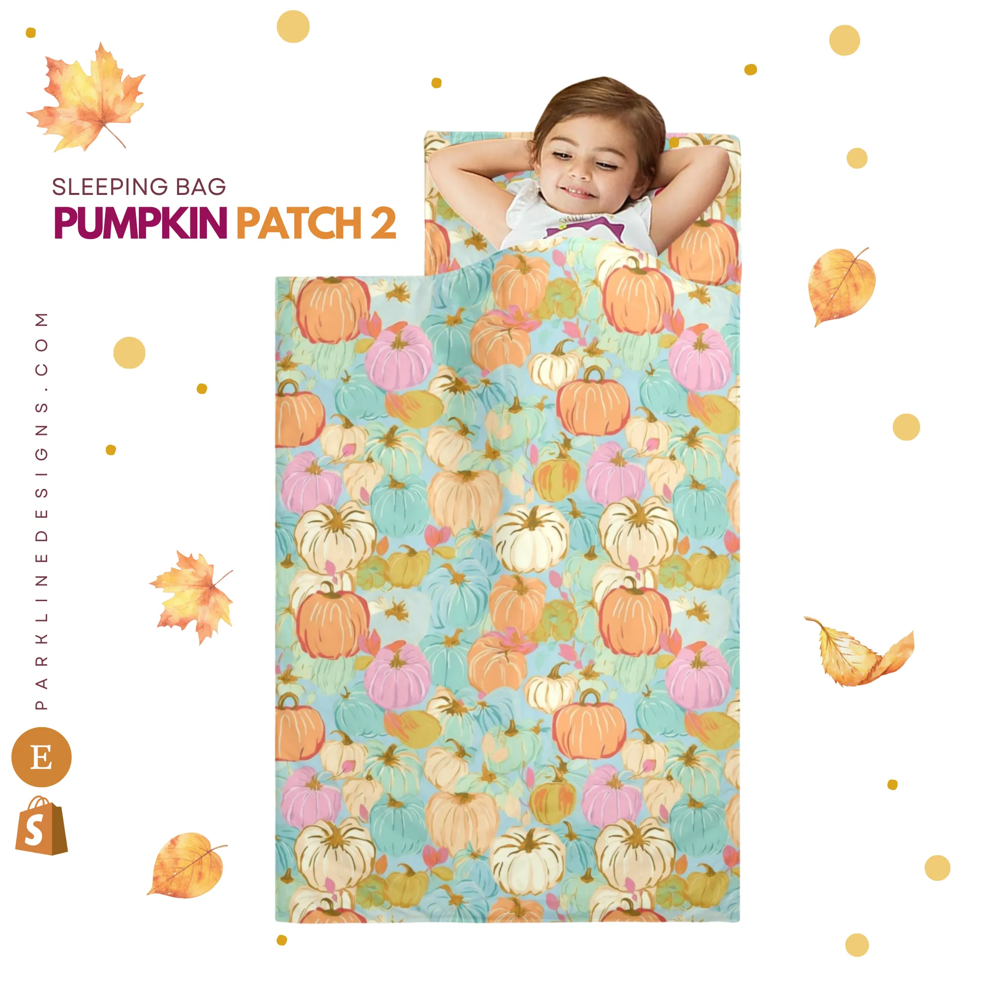 Autumn Floral Kids' Long Sleeping Bag | Lightweight and Durable Sleeping Bag for Kids | Perfect Autumn Gifts