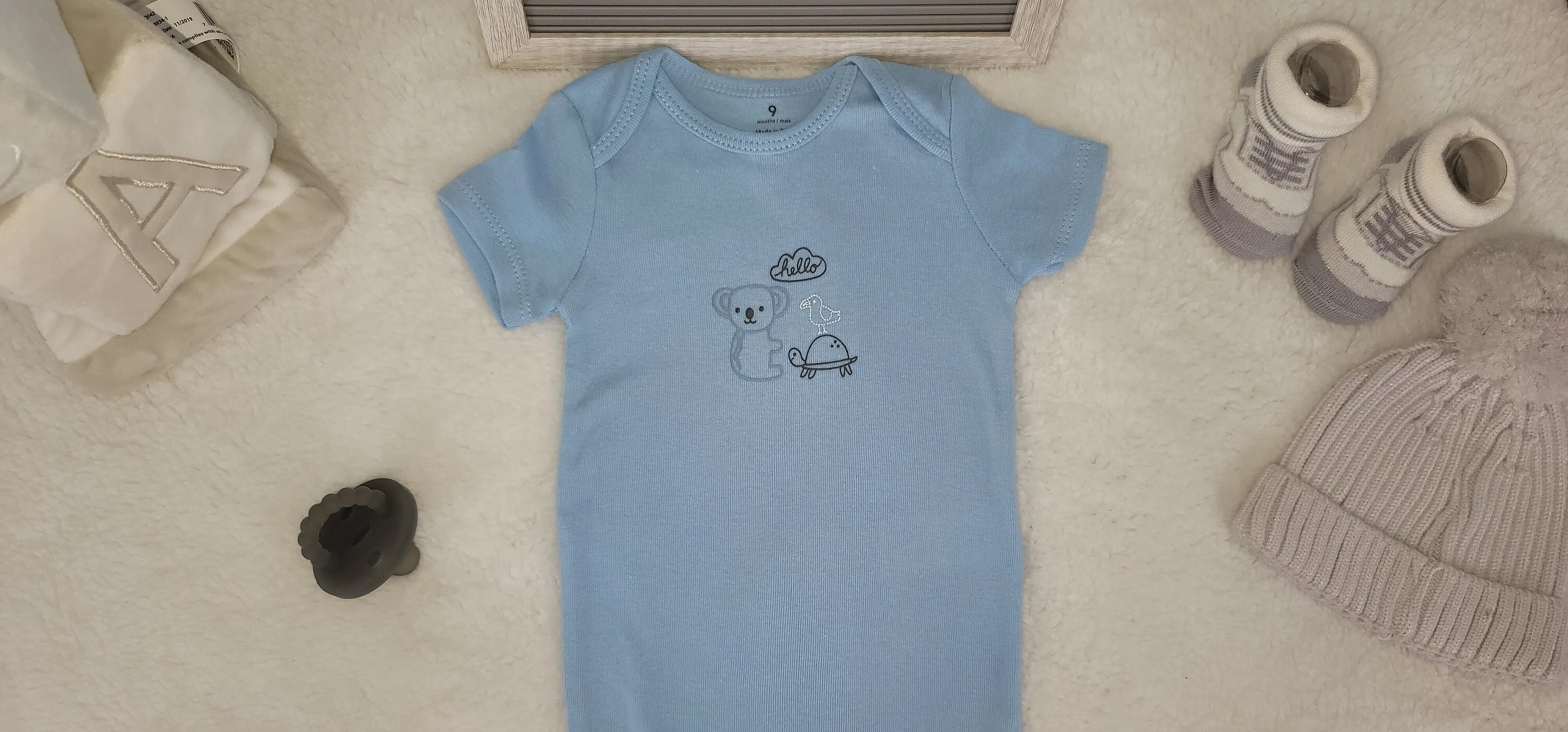 Baby Boys Onesie, Bear, Turtle Design Onesie,  Blue Onesie, 19 month Baby Boy Onesie
