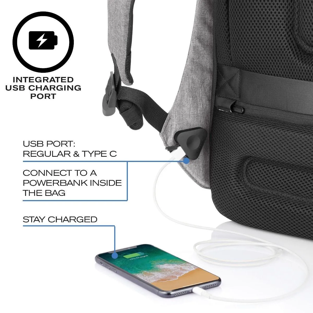 Backpack Bobby Pro anti-theft in grey *Pre-Order
