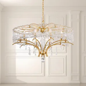 Bella Rose 10 Lights Antique Silver Chandelier with Clear Heritage Crystals