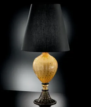 Black And Gold Murano Glass Table Lamp