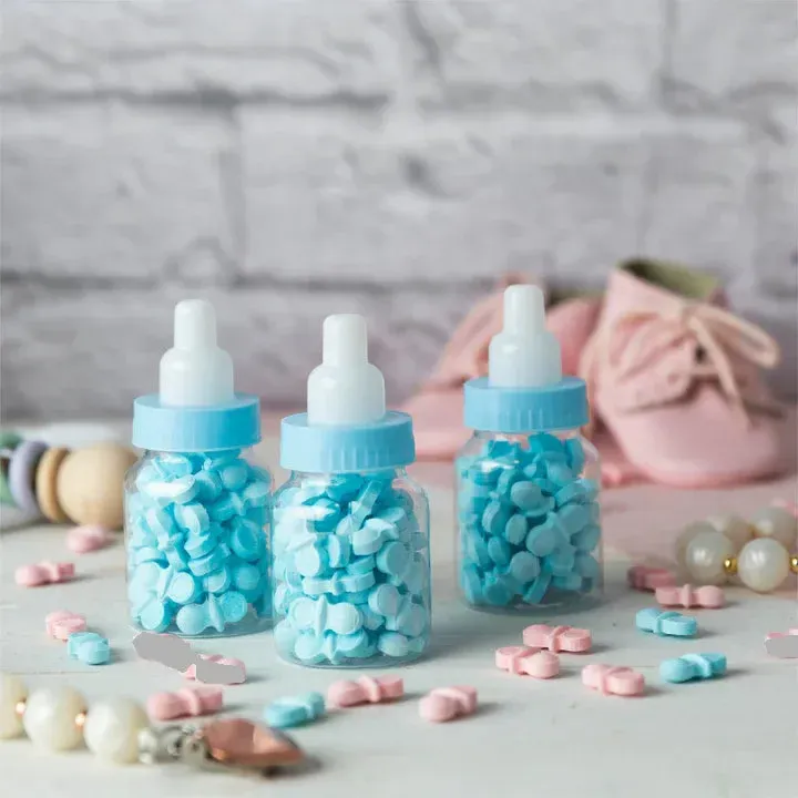 Blue BOTTLE SHAPED ACRYLIC CANDY BOXES 3.5" 36pc