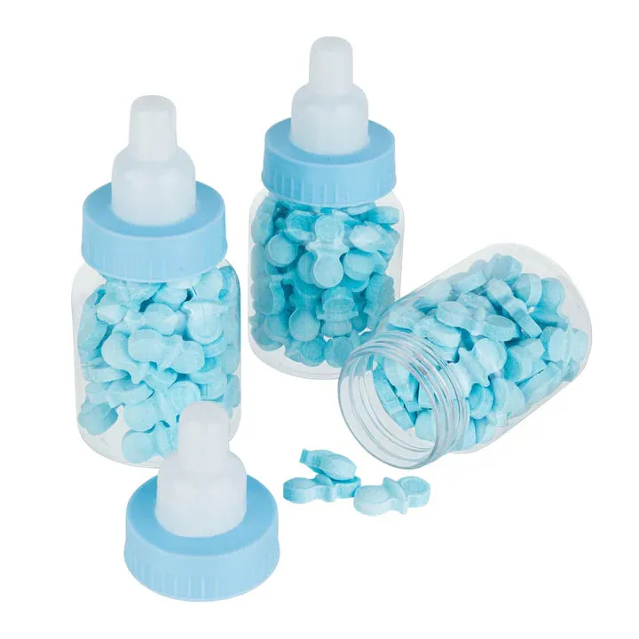 Blue BOTTLE SHAPED ACRYLIC CANDY BOXES 3.5" 36pc