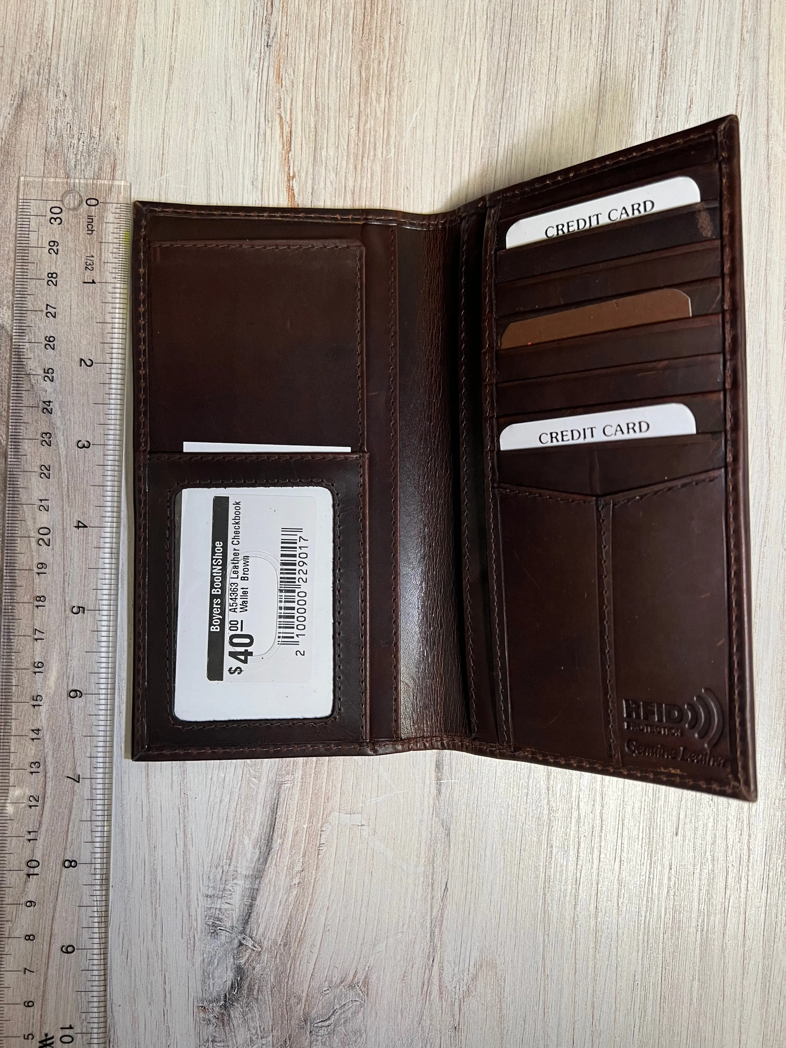 Brown Leather Checkbook Wallet A54363