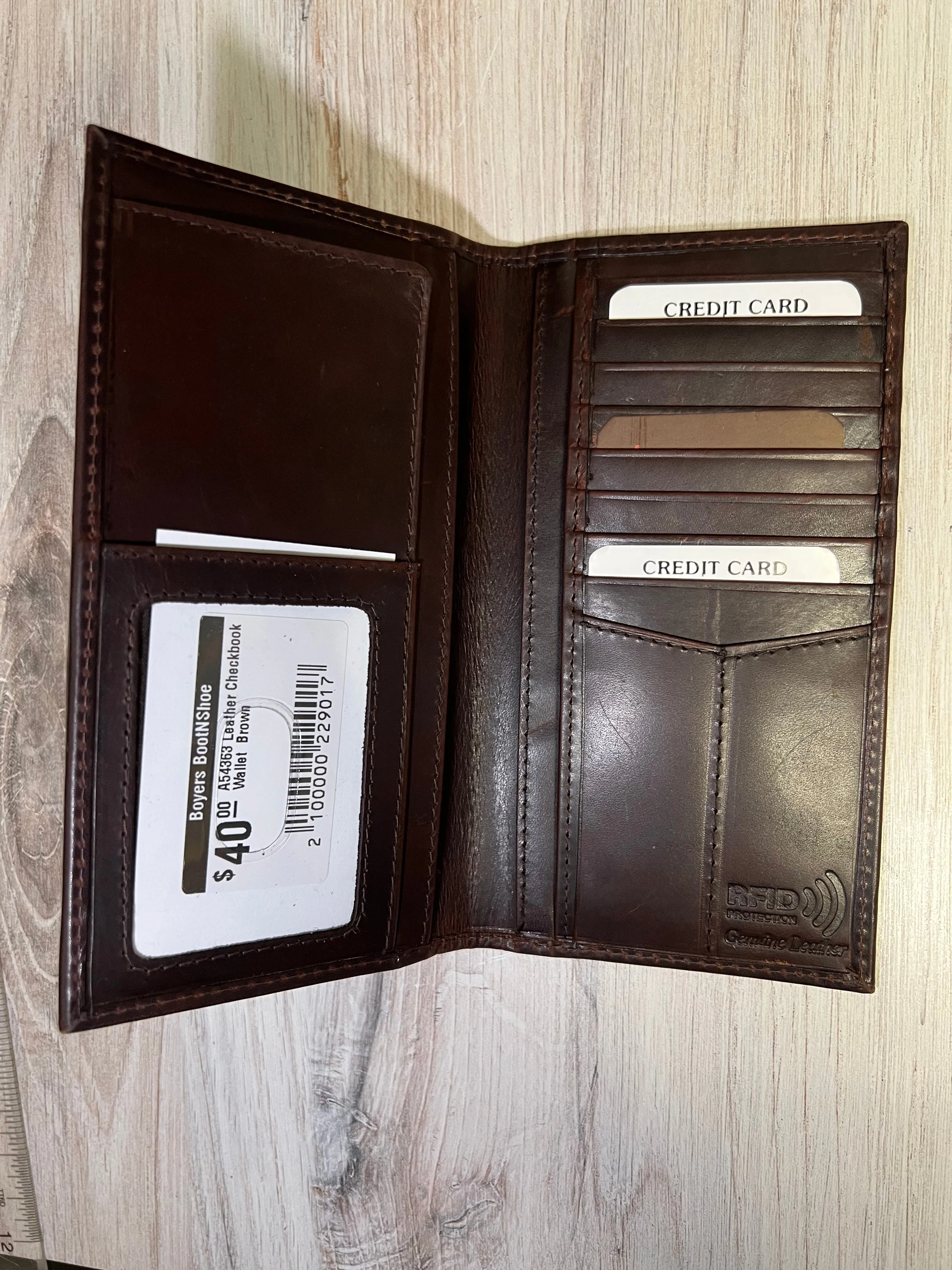 Brown Leather Checkbook Wallet A54363