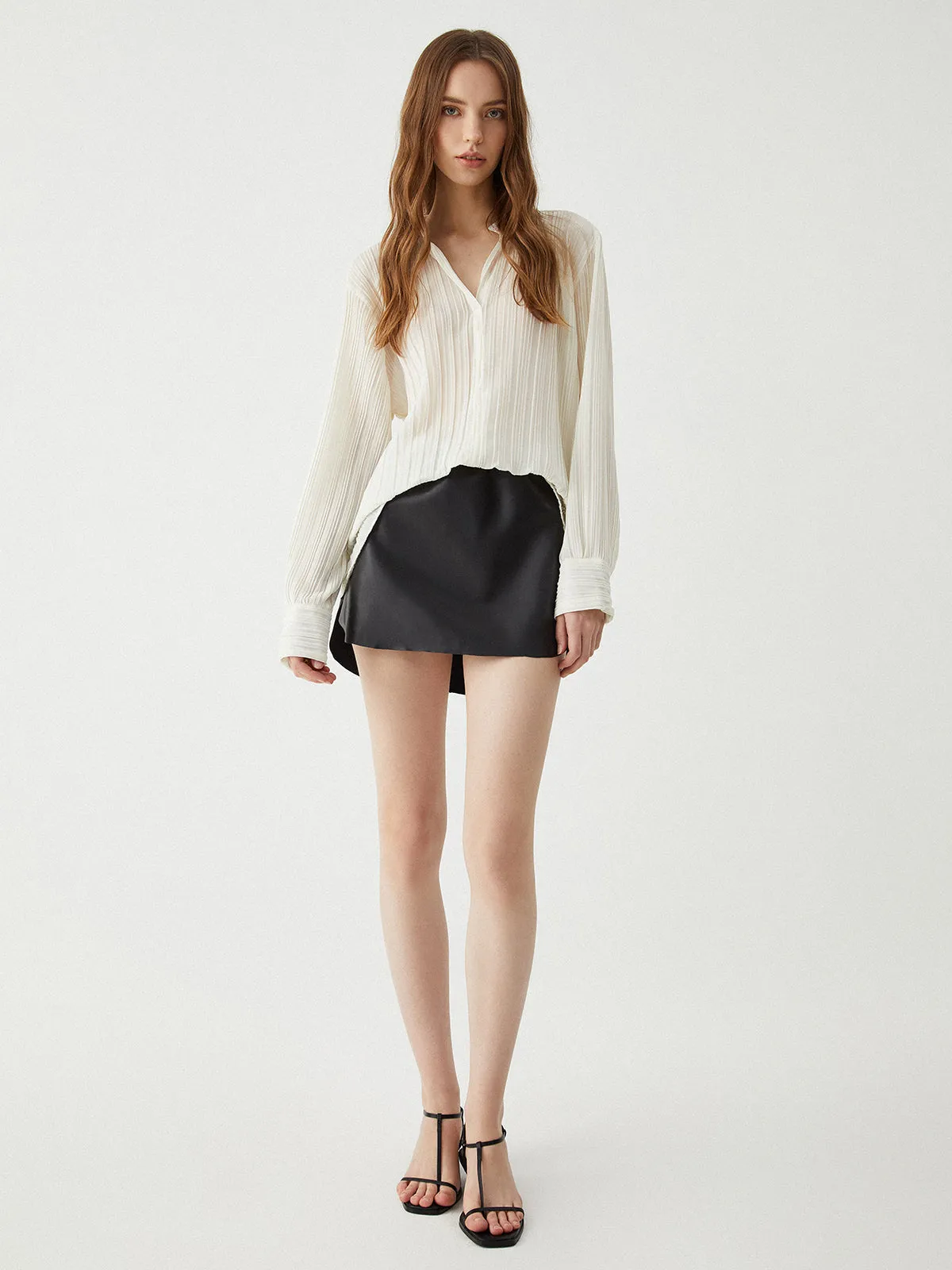 Button Up Graceful V-neck Shirt