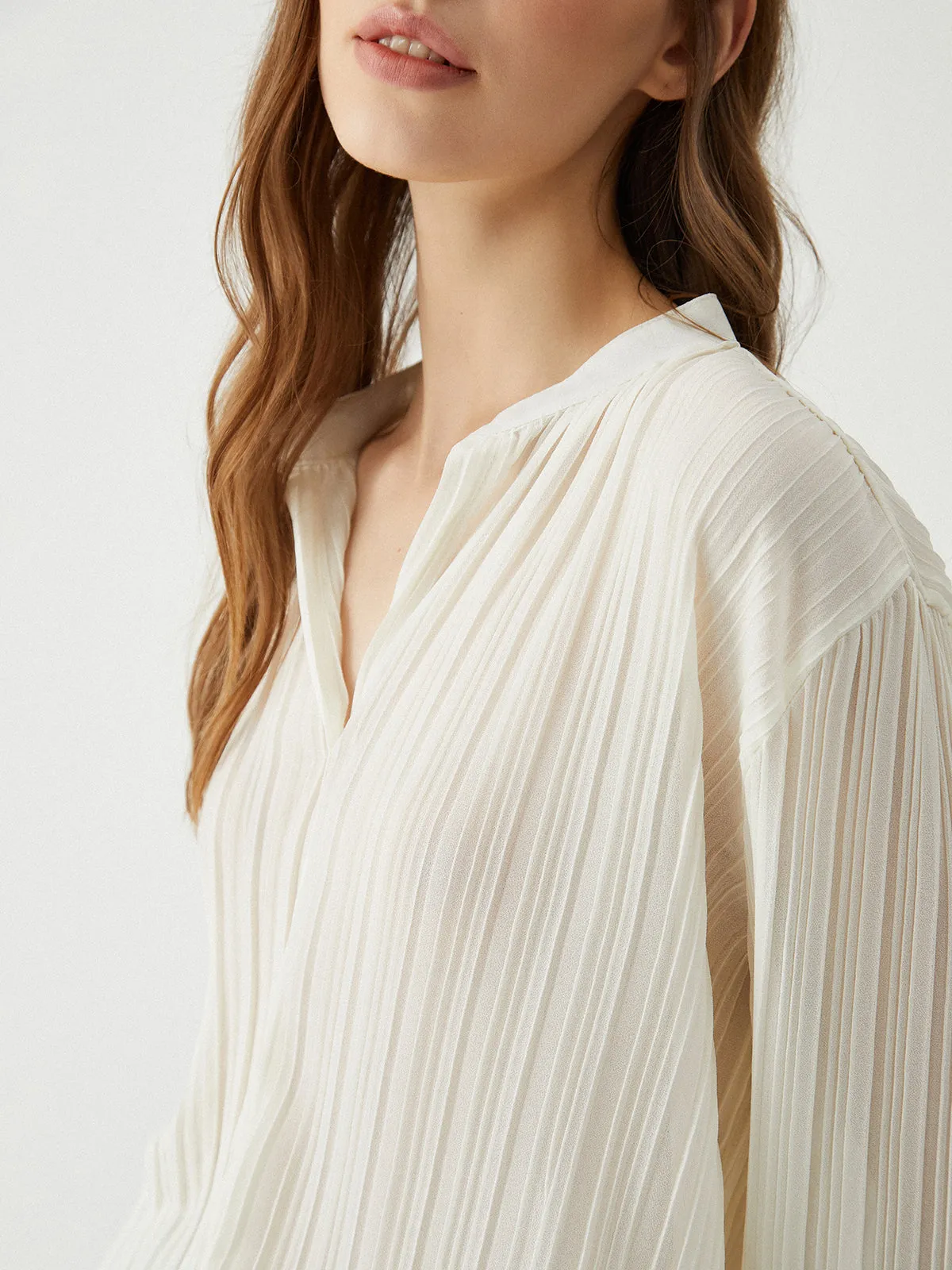 Button Up Graceful V-neck Shirt
