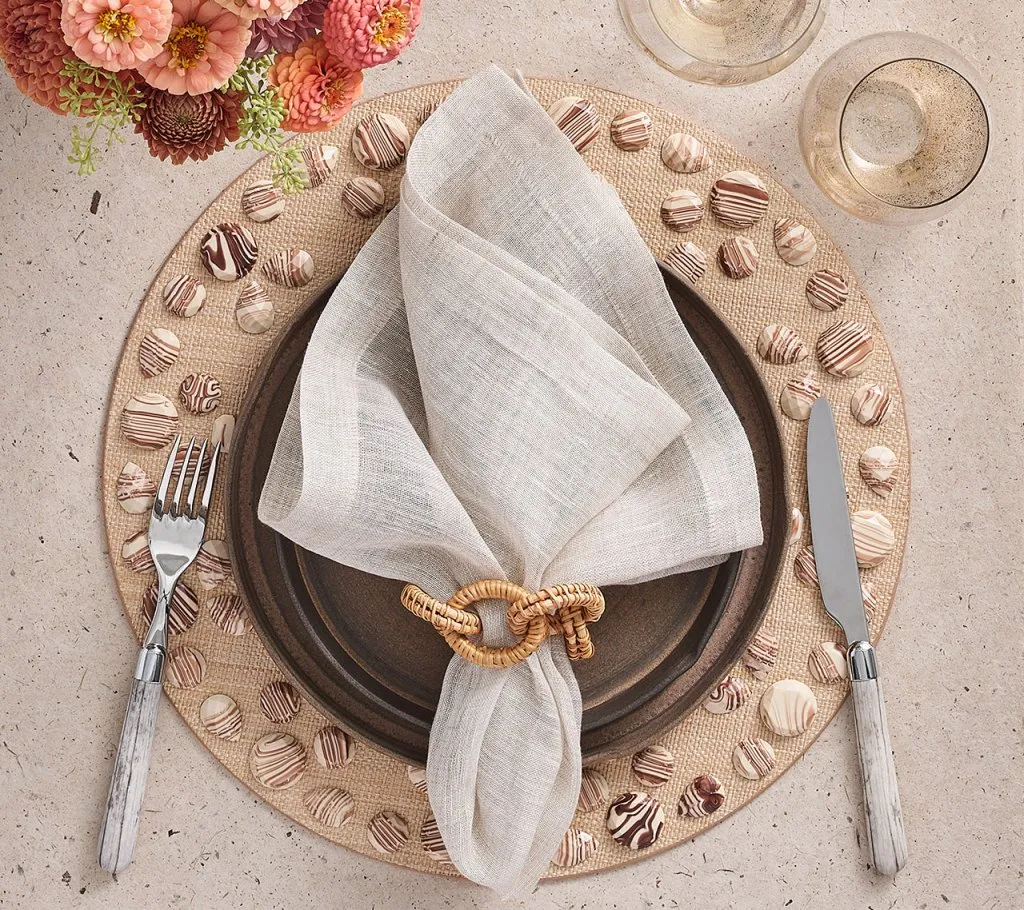 Cabochon Placemat in Natural & Brown, Set of 4