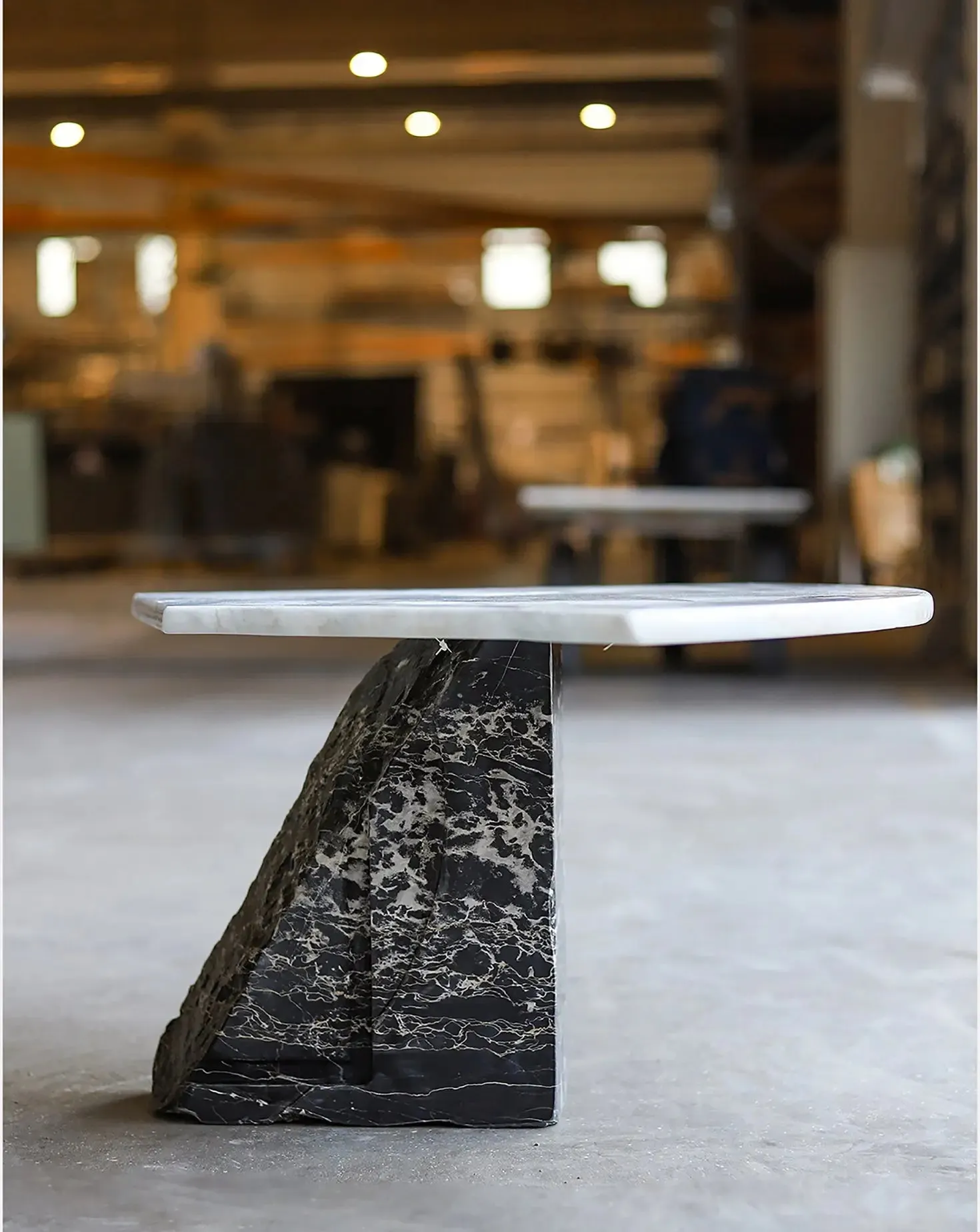 Calacatta Oro and Dover White Marble Accent Table