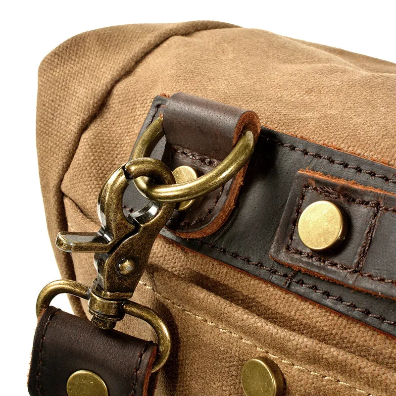 Canvas Messenger Bag Waterproof Canvas With Leather Shoulder Bag Waxed Canvas Crossbody Bag