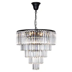 Celestial 5 Tier Black 10 Light Crystal Prism Chandelier Pendant