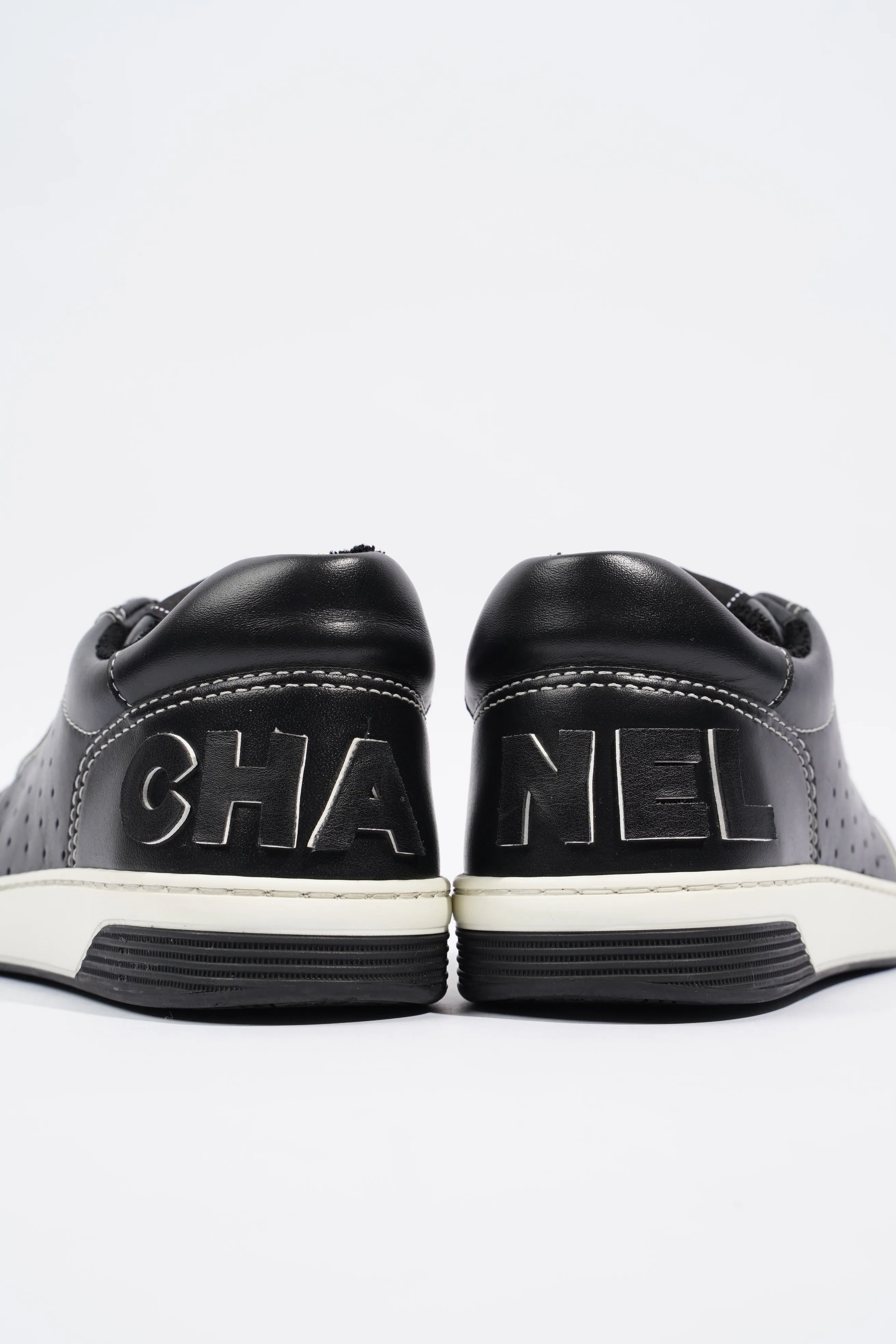 Chanel Chanel Logo Black   White Calfskin Leather EU 37 UK 4